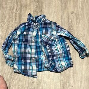 4/$30 Plaid Kids Shirt in Blue and White